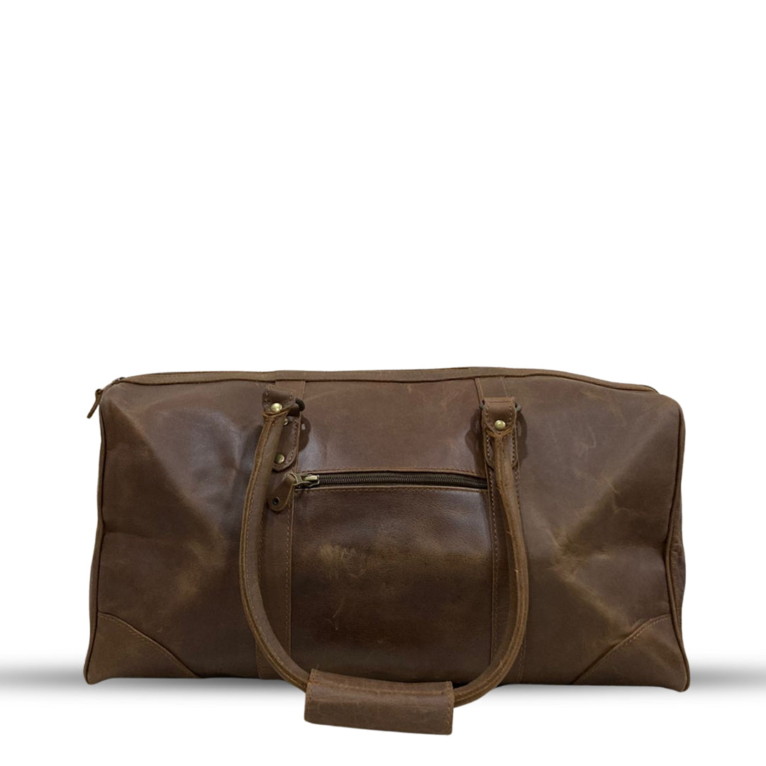 Premium Leather Duffle - Saddle Brown 19"