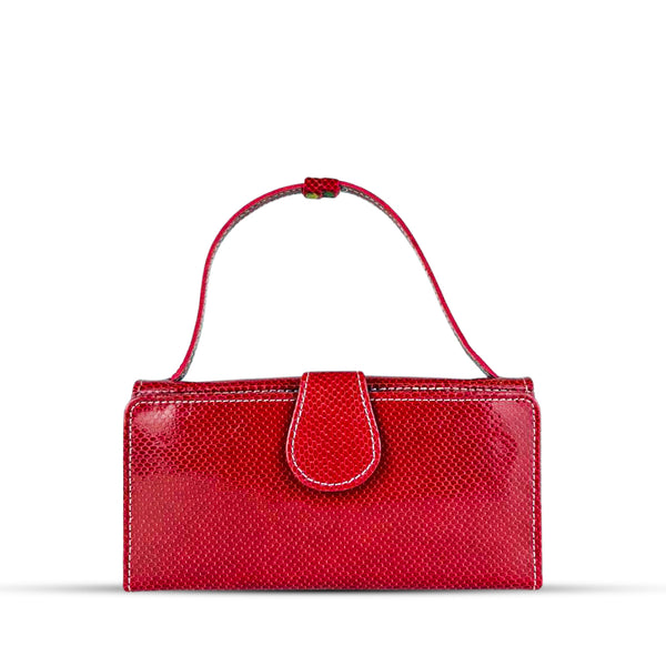 Leather Clutch With Moving Handle Maroon