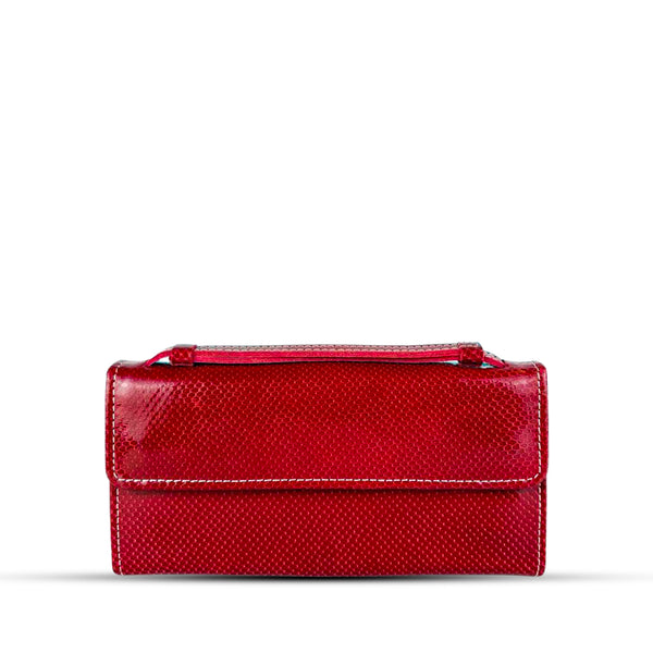 Leather Clutch With Moving Handle Maroon