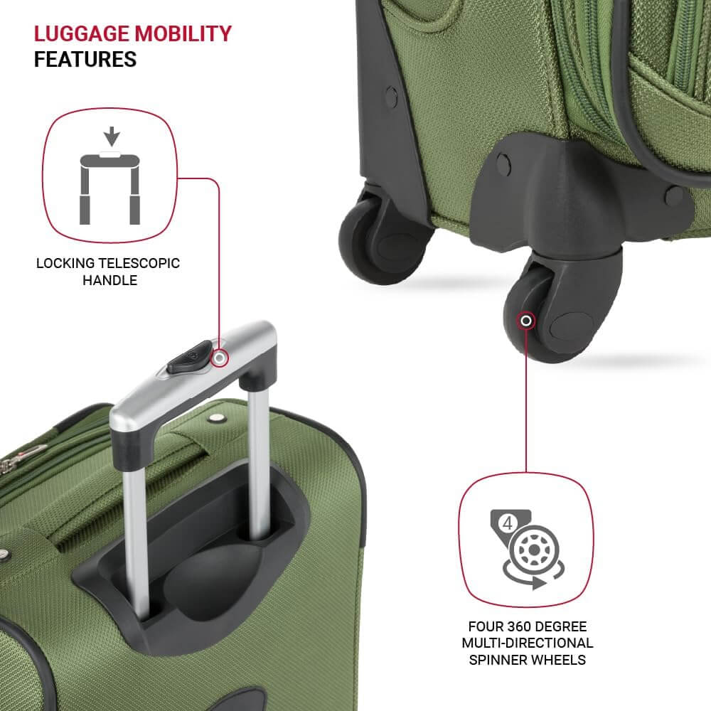 SwissGear Sion Softside Expandable Luggage, Evergreen, 3 - Piece Set (21/25/29) - Bag X