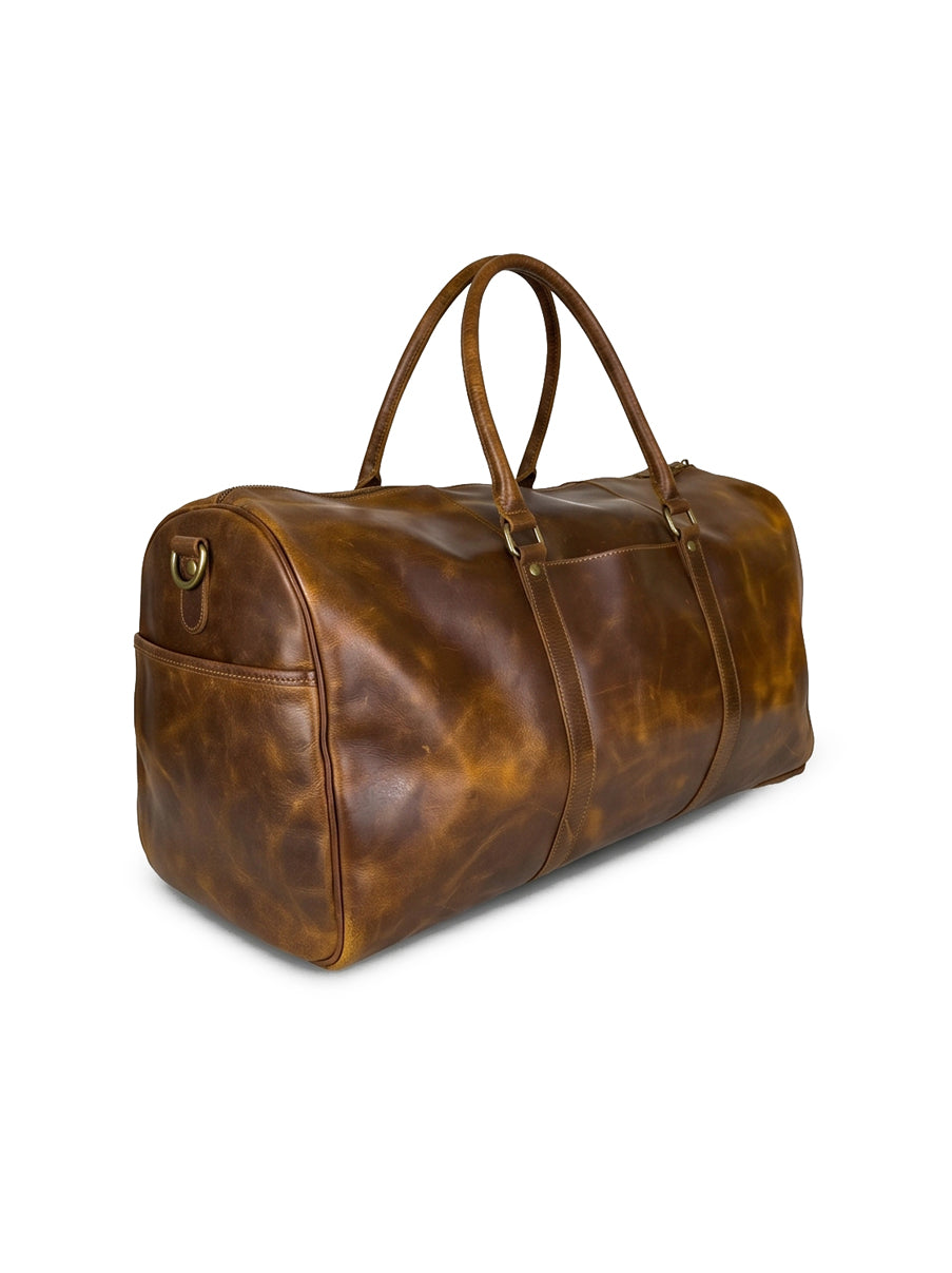 Premium Leather Duffle - Saddle Brown 23"