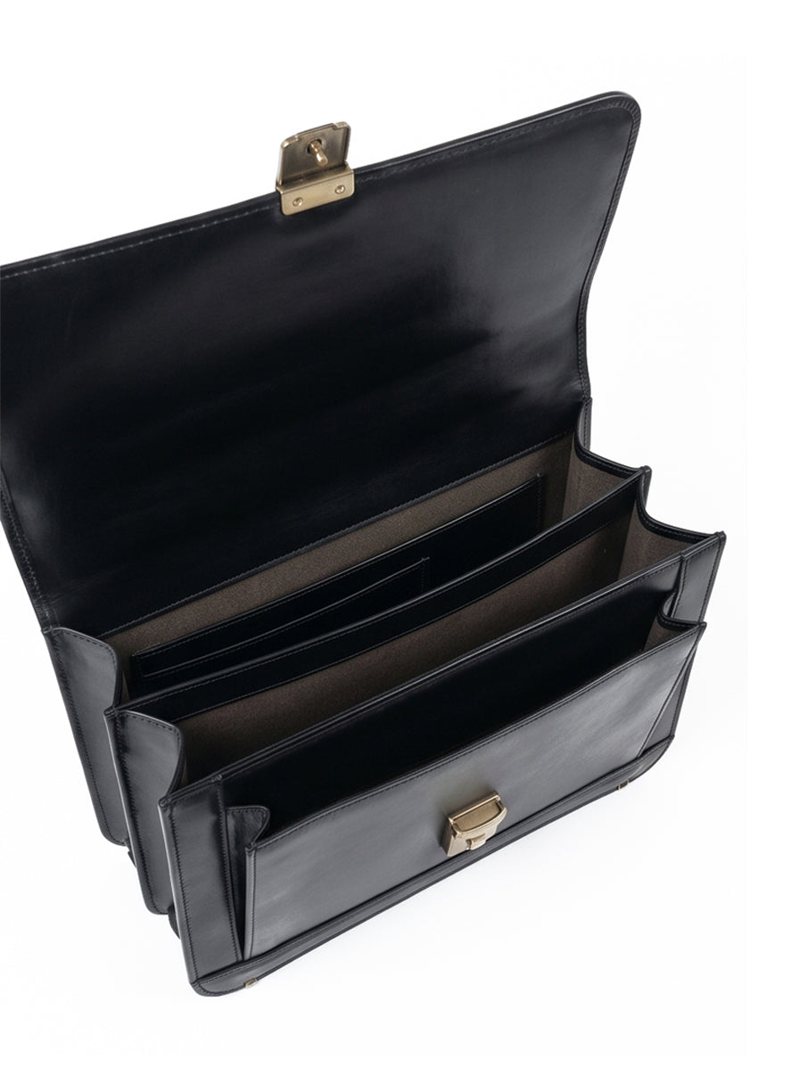 Leather Black Laptop Bag A4