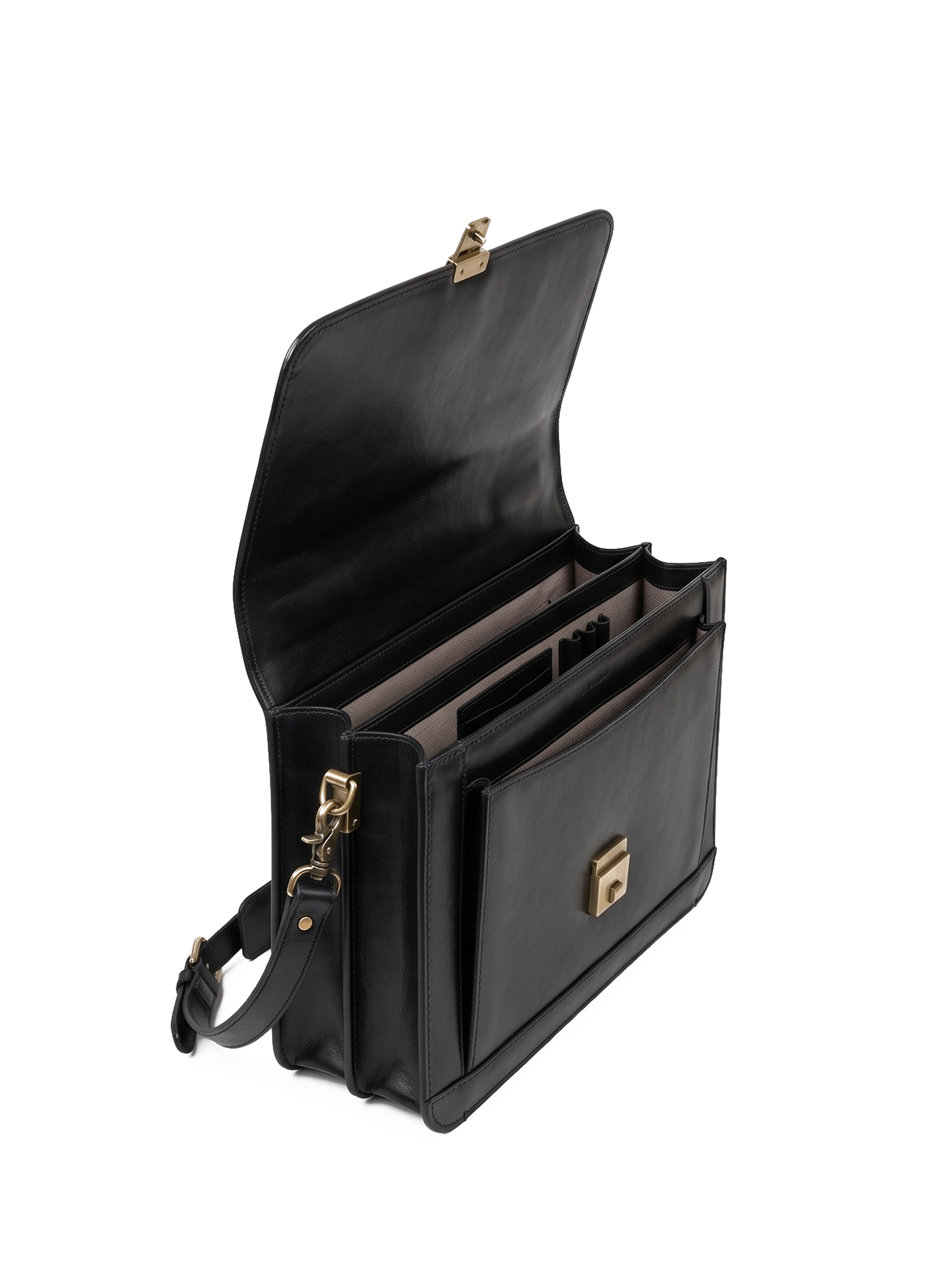 Leather Black Laptop Bag A4