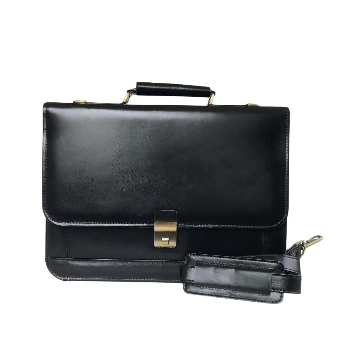 Leather Black Laptop Bag A4
