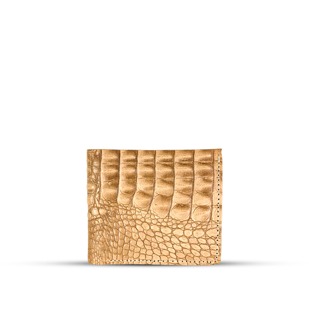 Crazy Horse Leather Wallet crocodile beige