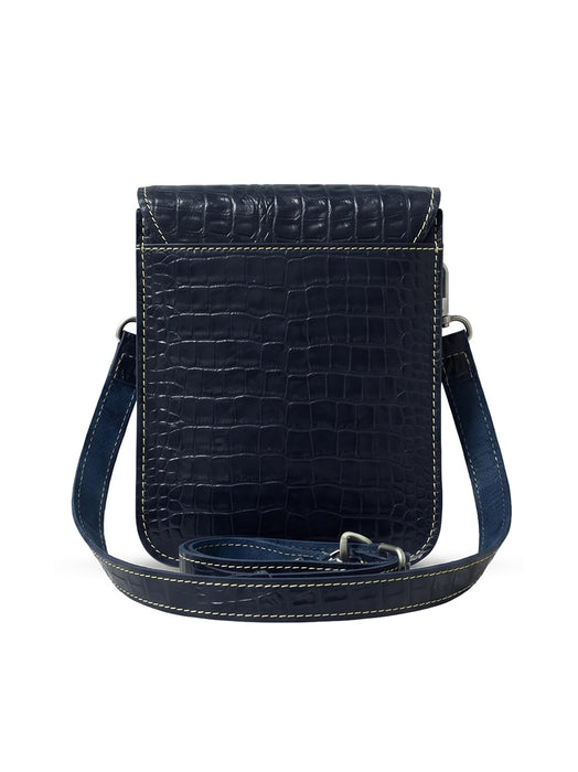 Leather Cross Body Bag Crocodile Black