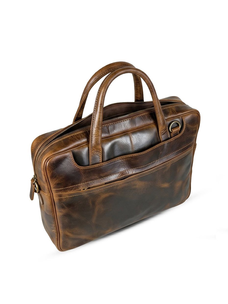 Premium Leather Laptop Bag Brown