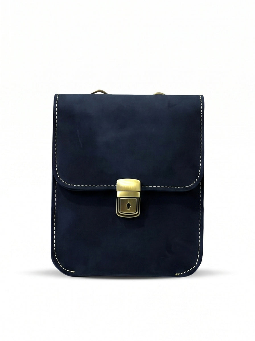 Leather Cross Body Bag Nubuck Black
