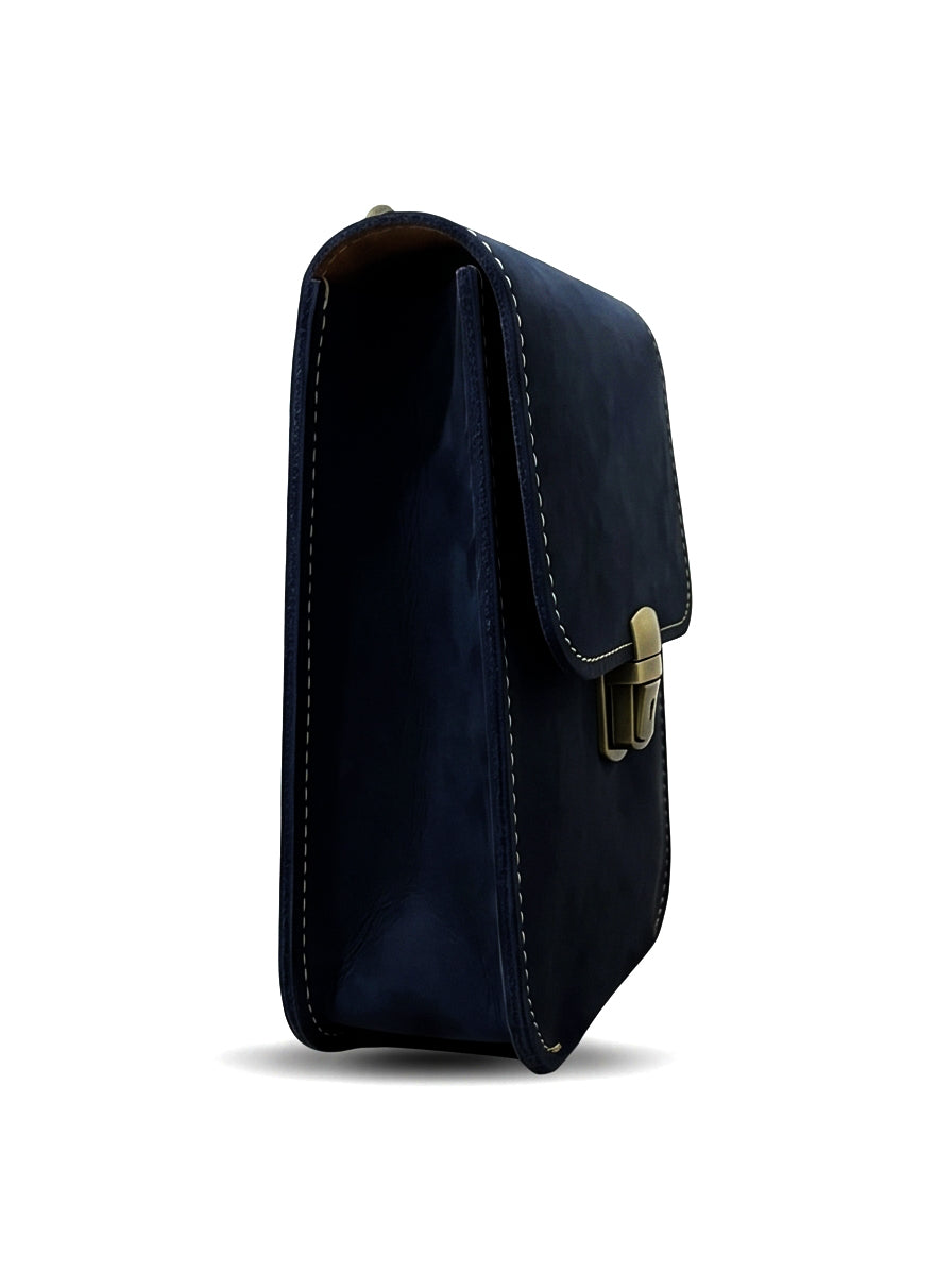 Leather Cross Body Bag Nubuck Black