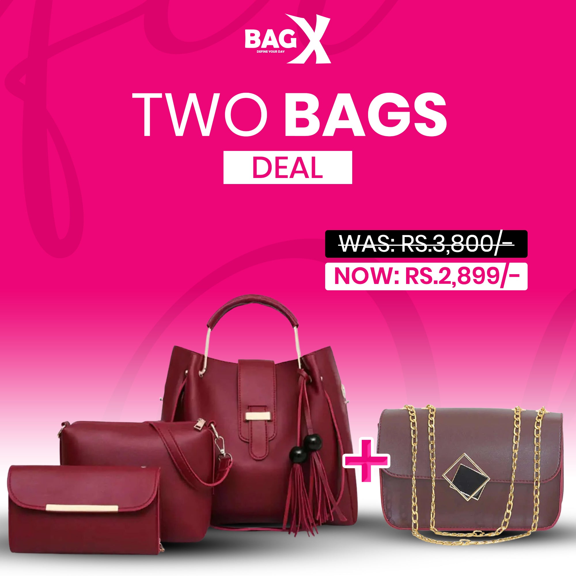 Deal - Alexa Maroon + Vivo Maroon women's handbag in maroon by Bag X