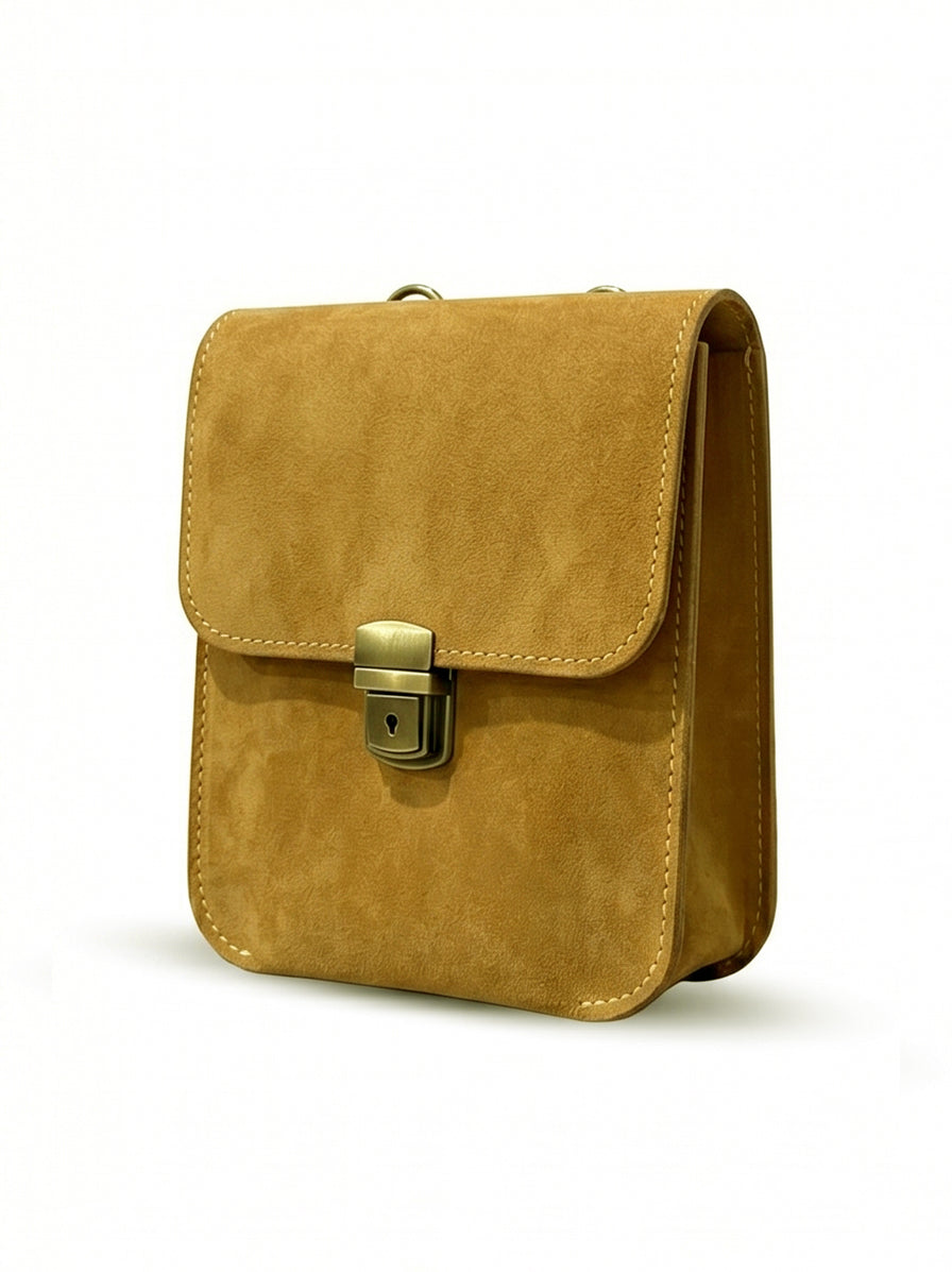 Pull Up Leather Cross Body Bag Camel