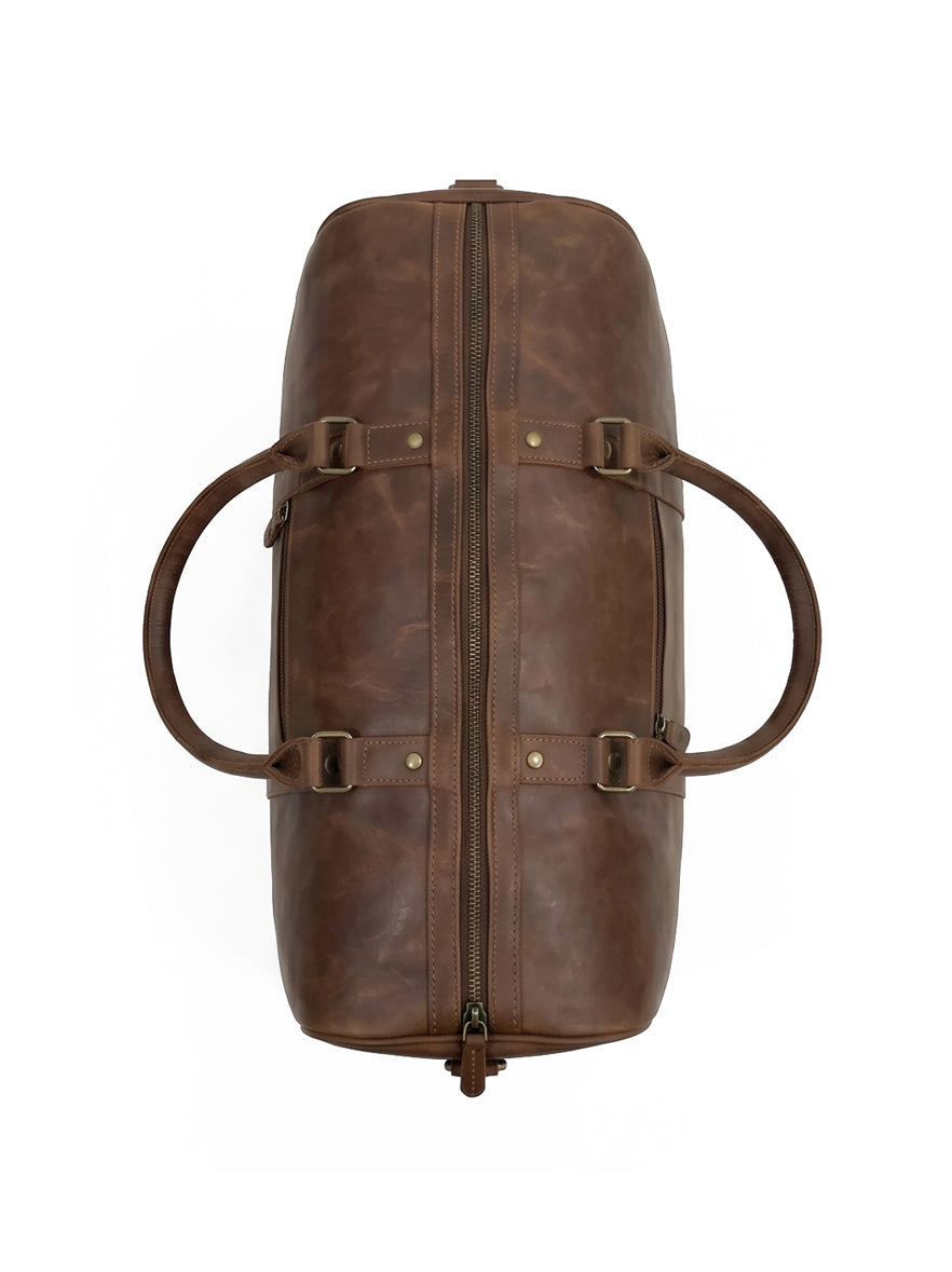 Premium Leather Duffle - Saddle Brown 19"