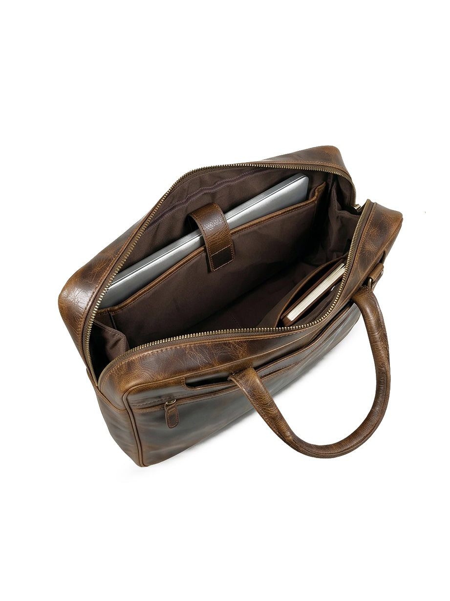 Premium Leather Laptop Bag Brown