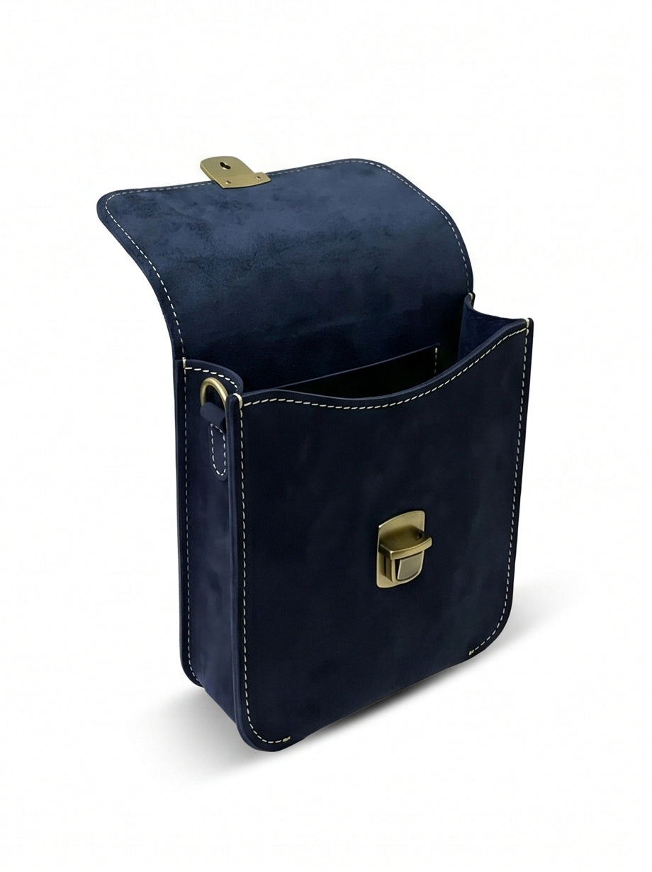 Leather Cross Body Bag Nubuck Black