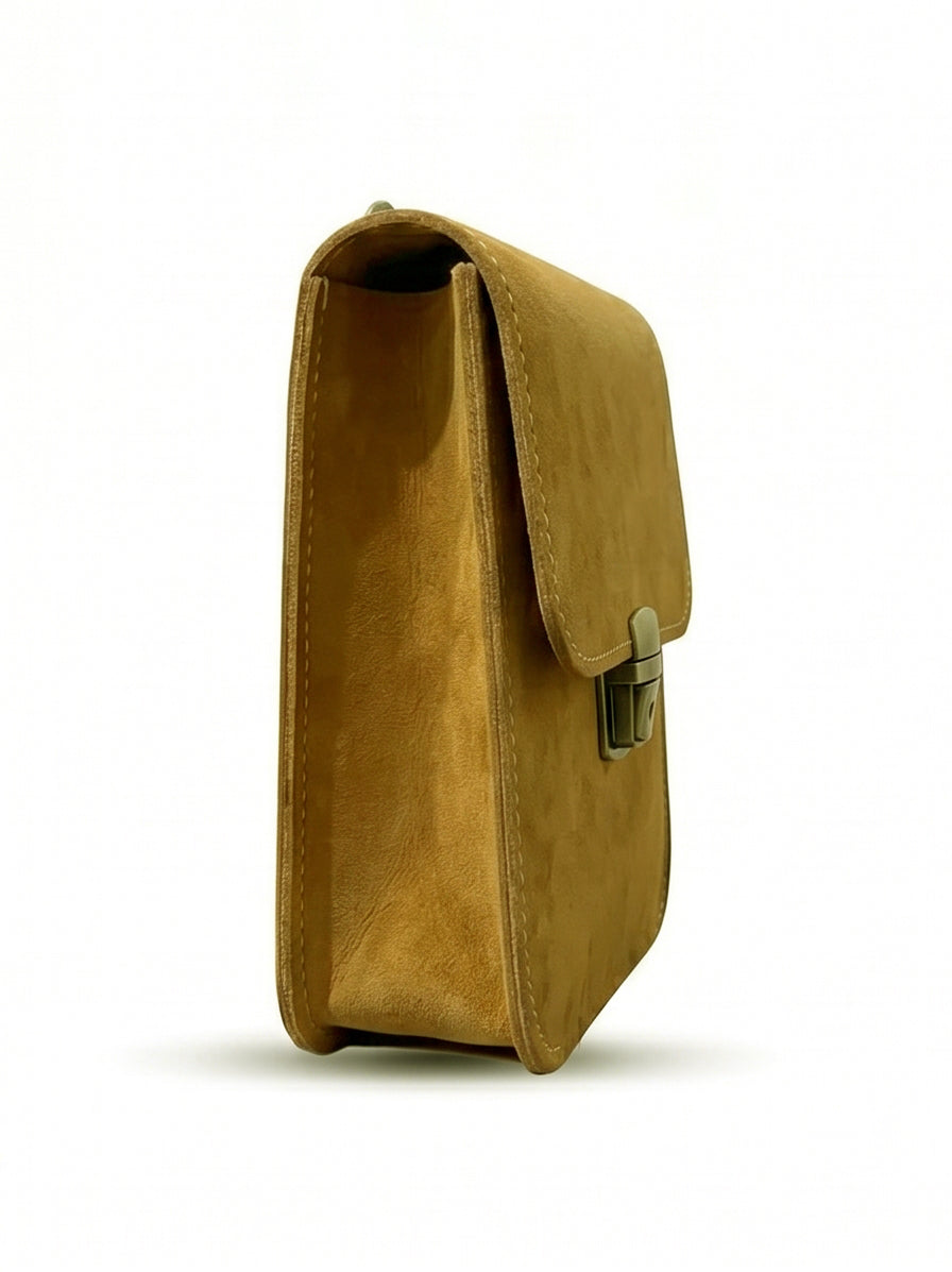 Pull Up Leather Cross Body Bag Camel