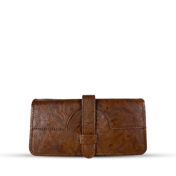 Buckle Long Leather Wallet Brown
