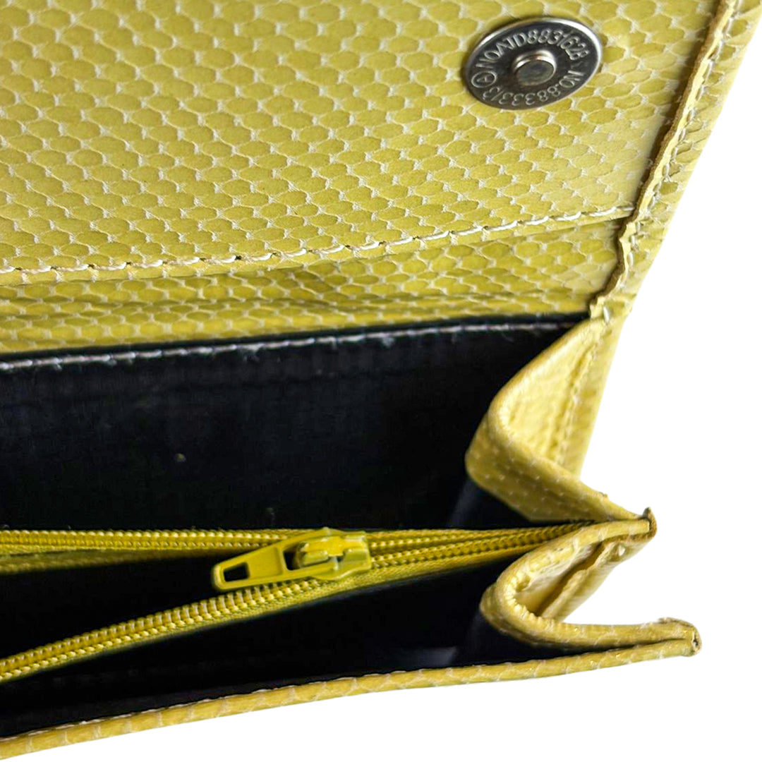 Leather Clutch With Moving Handle Lime