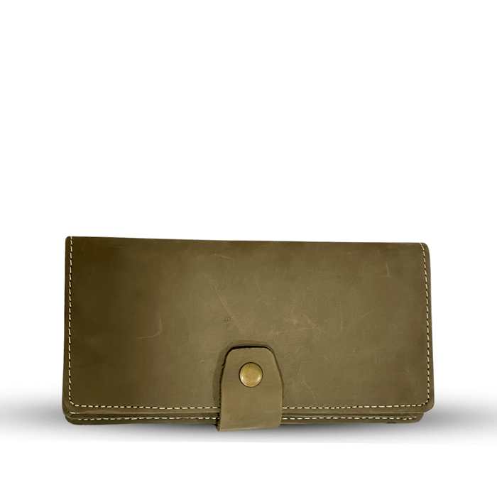 Long Leather Wallet With Button
