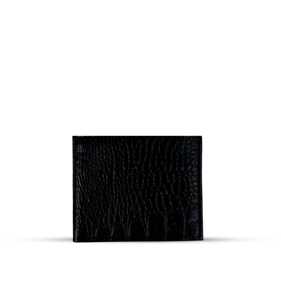 All Leather Wallet Crocodile Black