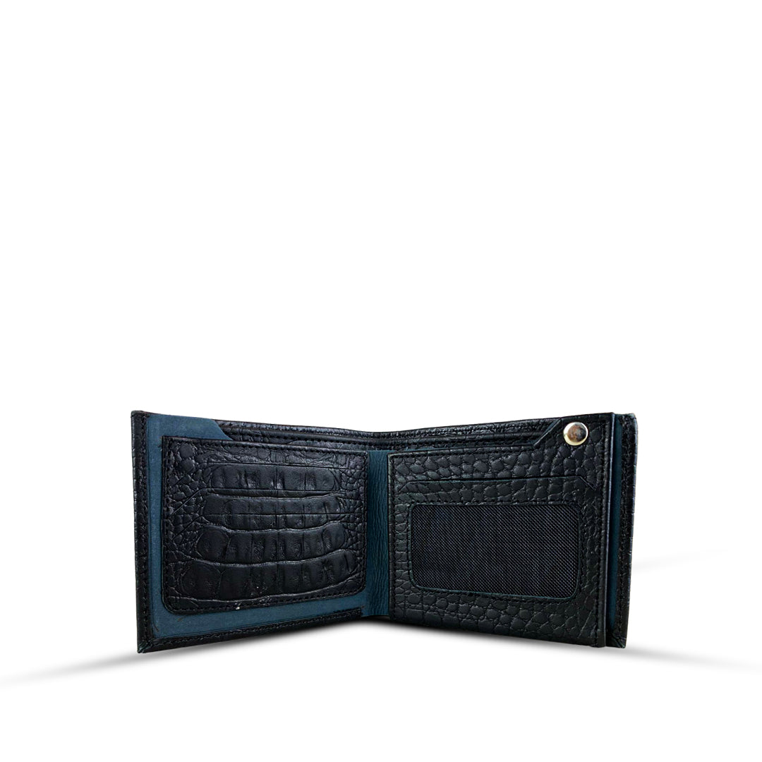 All Leather Wallet Crocodile Black