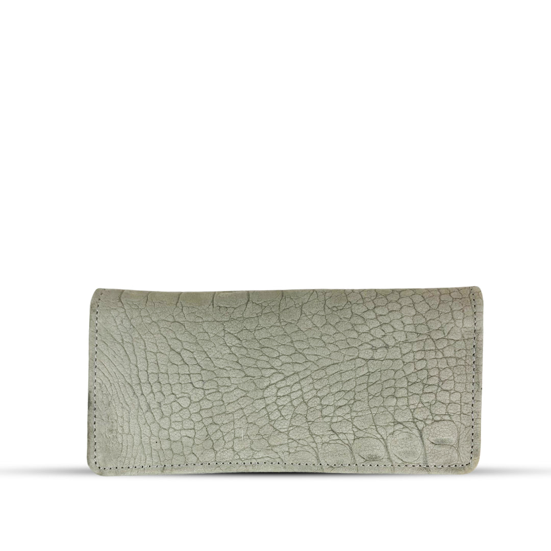 Leather Long Wallet Grey