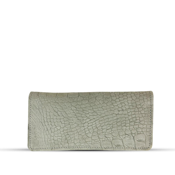 Leather Long Wallet Grey