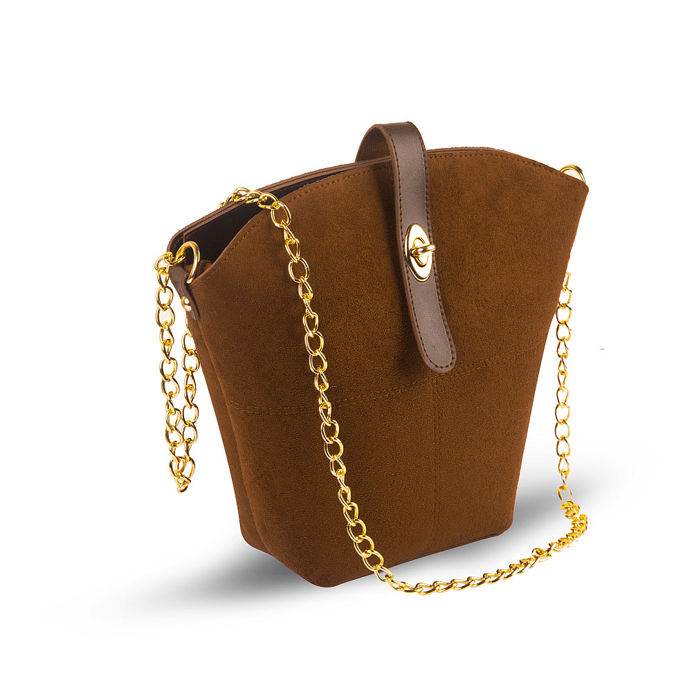 Bucket Suede chain bag brown