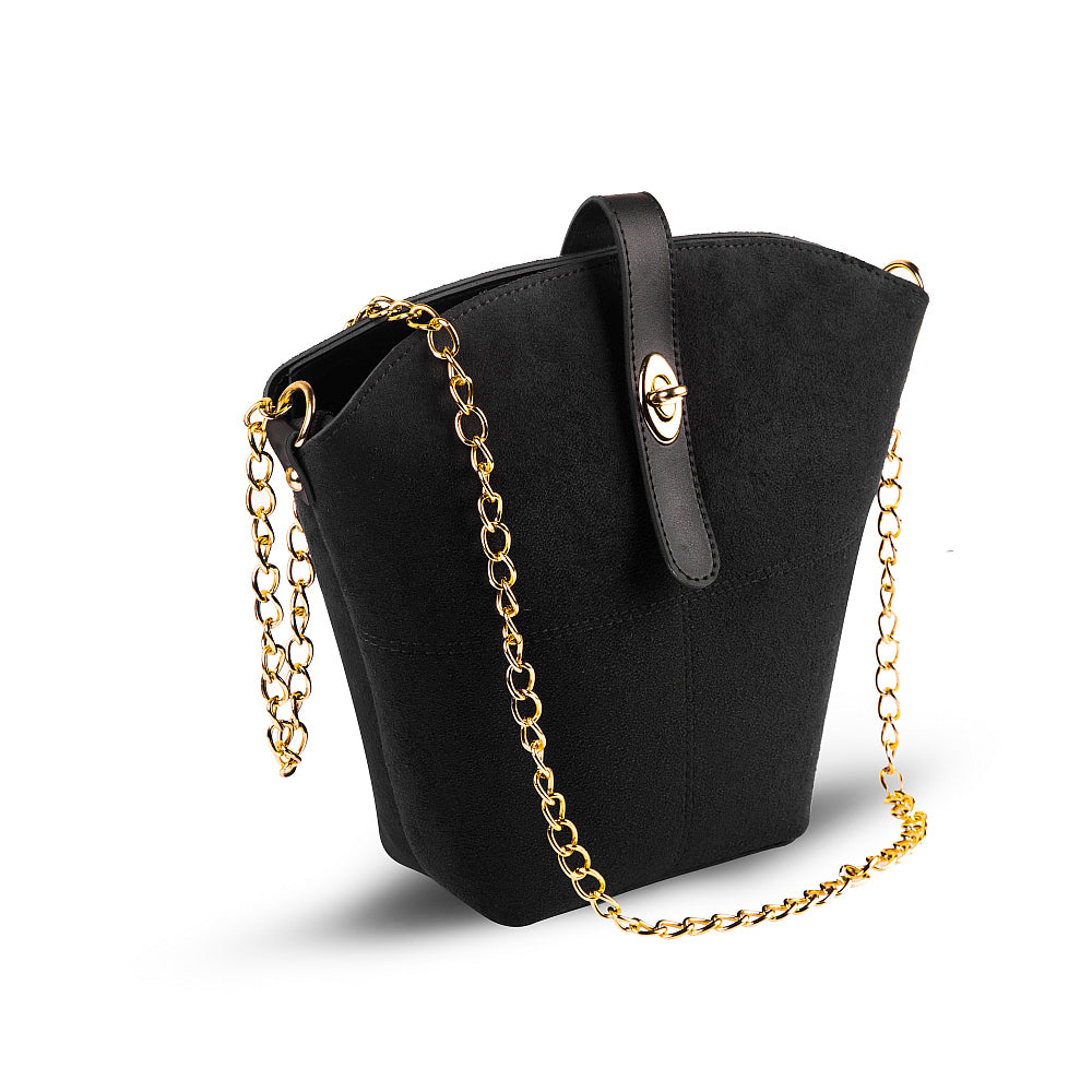 Bucket Suede chain Bag Black