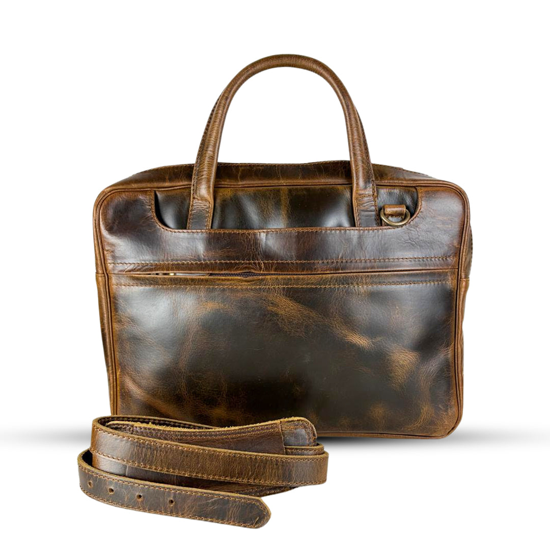 Premium Leather Laptop Bag Brown