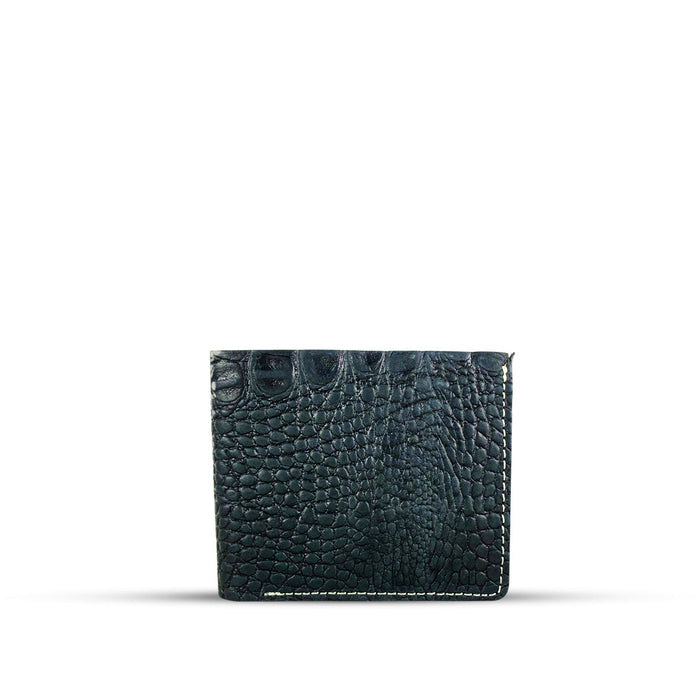 Crazy Horse Leather Wallet Crocodile Black