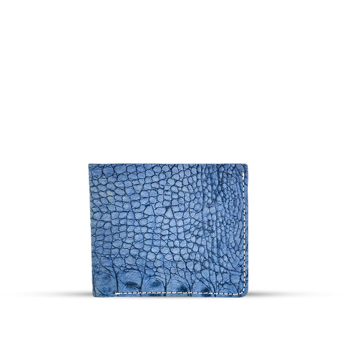 Crazy Horse Leather Wallet Crocodile Blue