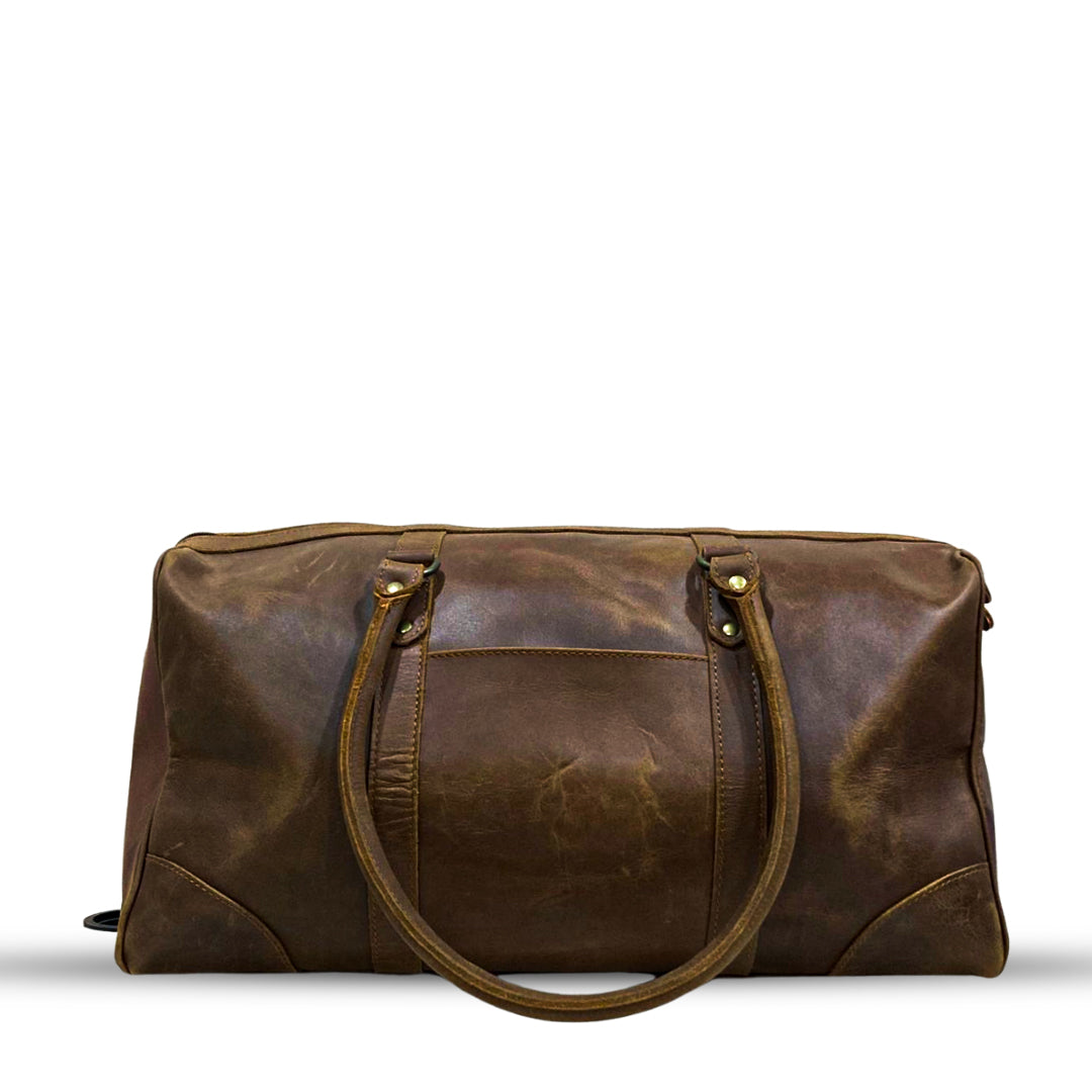 19" Premium Leather Duffle - Saddle Brown