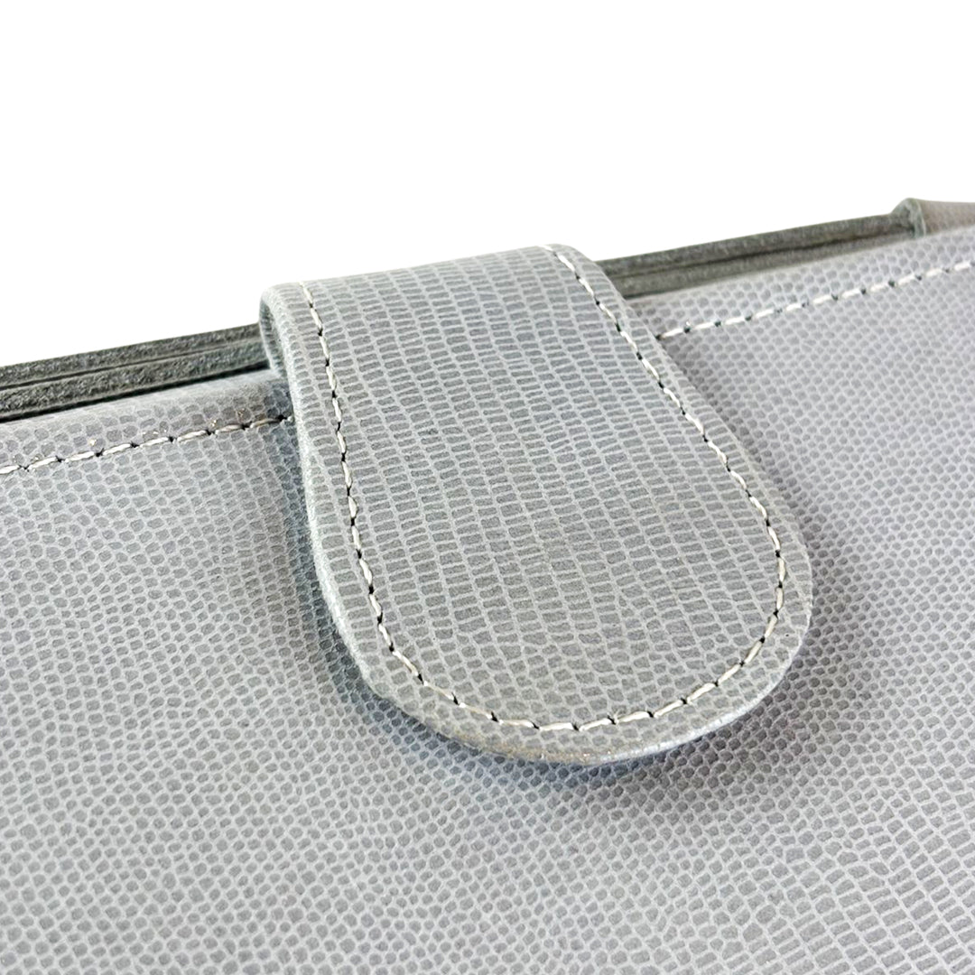 Leather Clutch With Moving Handle Grey