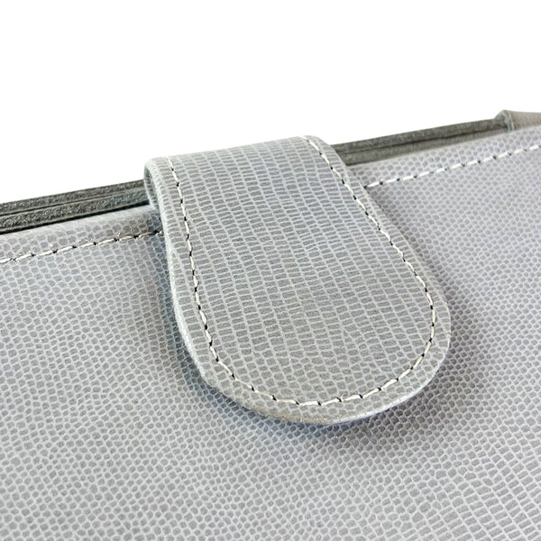 Leather Clutch With Moving Handle Grey