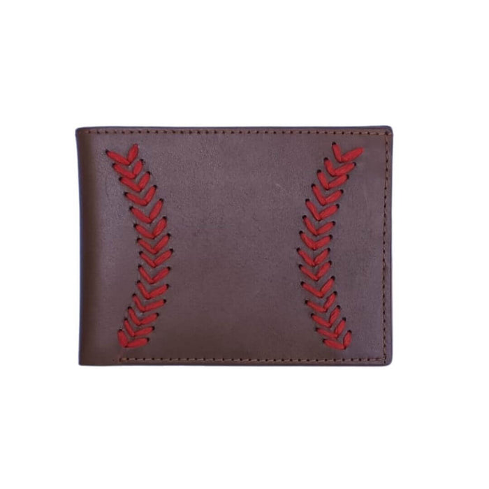Leather Wallet Baseball Hand Embroidery