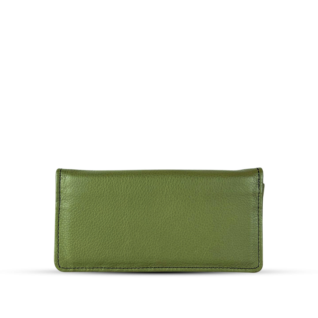 Leather Long Wallet Army Green