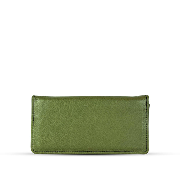 Leather Long Wallet Army Green