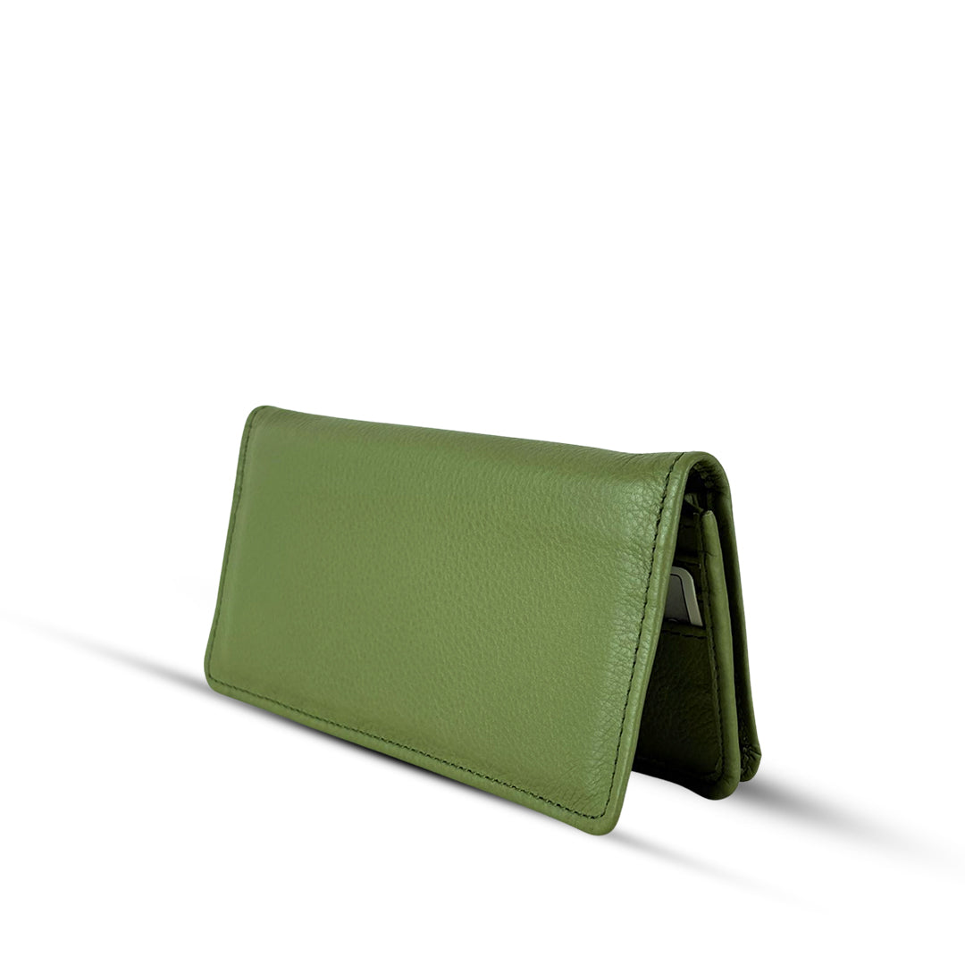 Leather Long Wallet Army Green