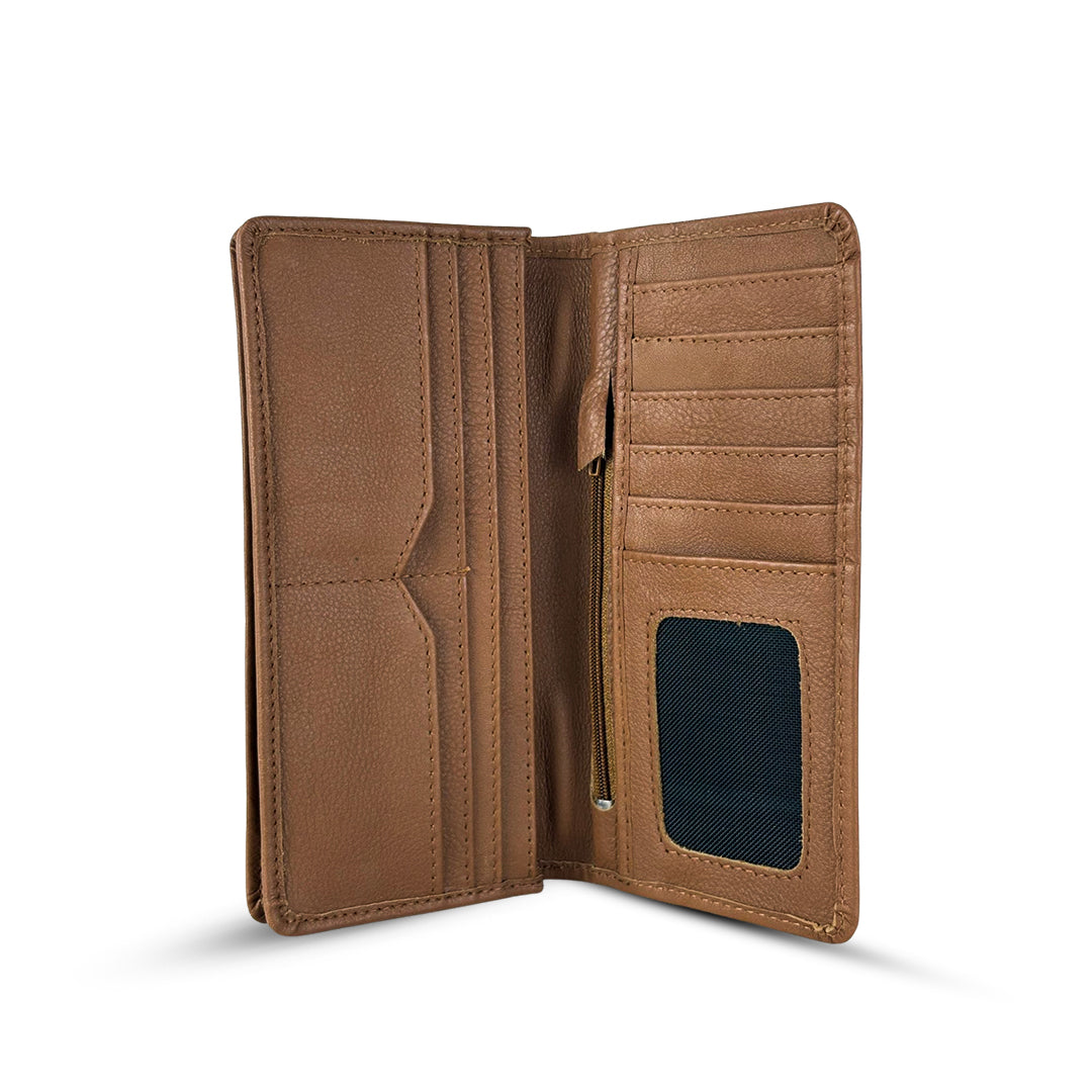 Leather Long Wallet Camel