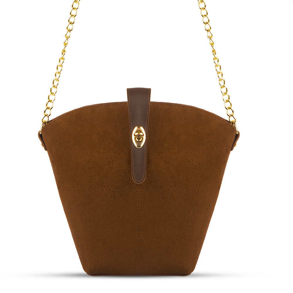 Bucket Suede chain bag brown