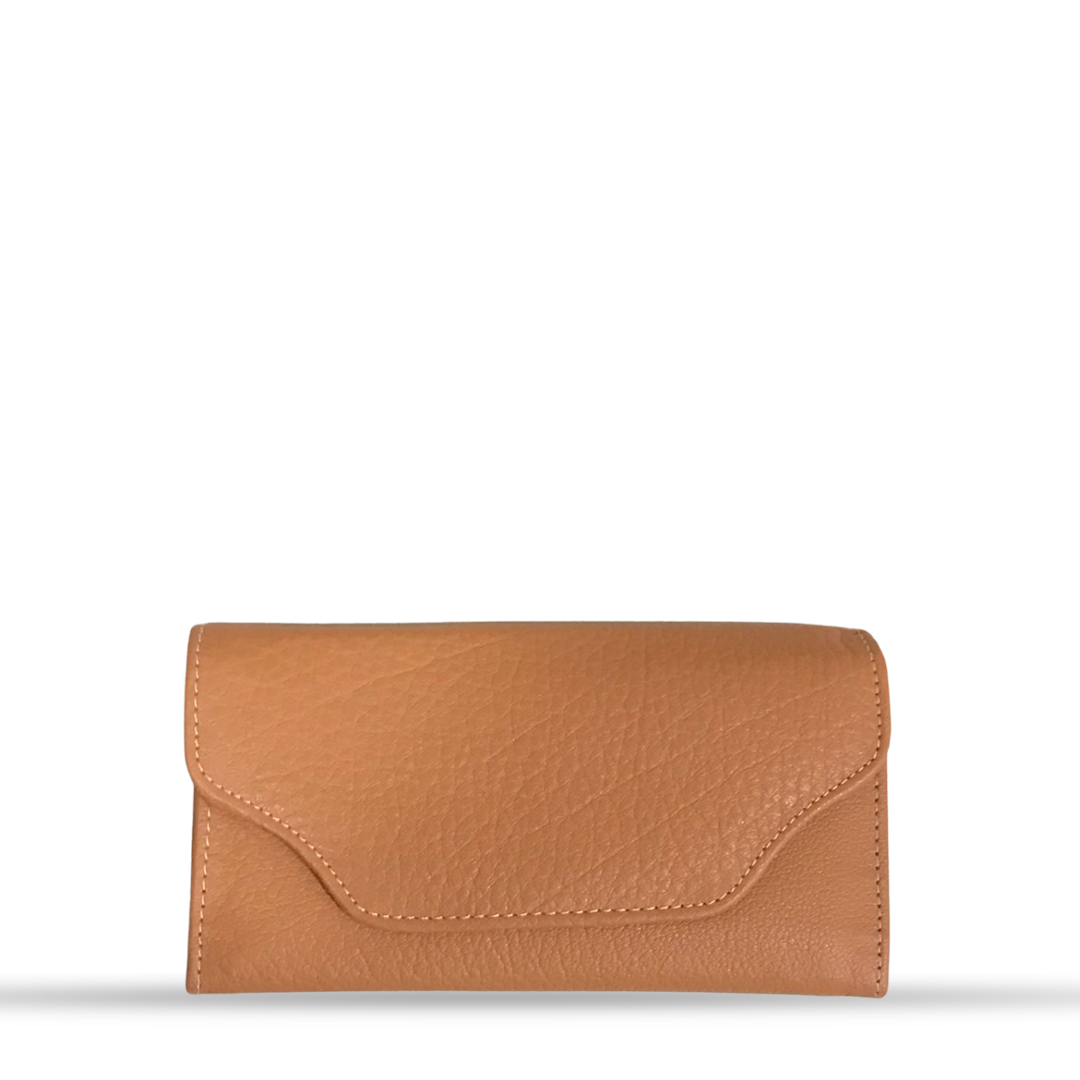 Leather long crocodile wallet 3 folds Orange