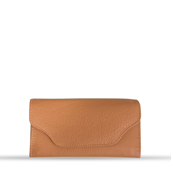 Leather long crocodile wallet 3 folds Orange