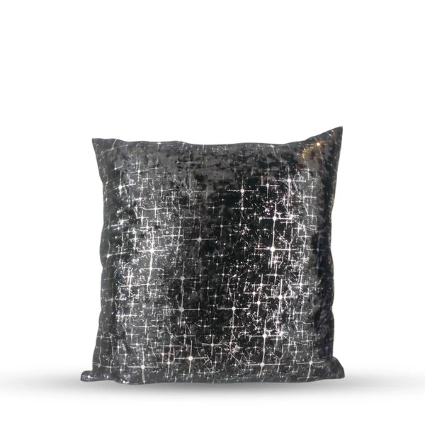 Cosmic Starburst Patterned Black Cushion