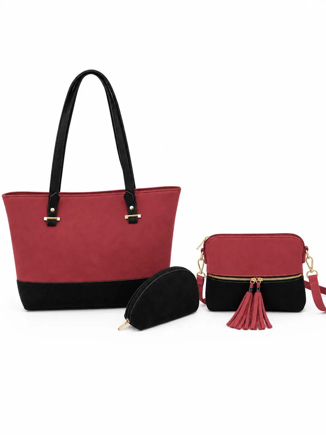 Evline Maroon/Black Suede