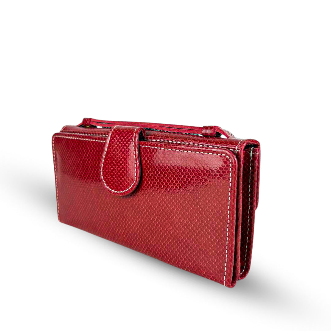 Leather Clutch With Moving Handle Maroon