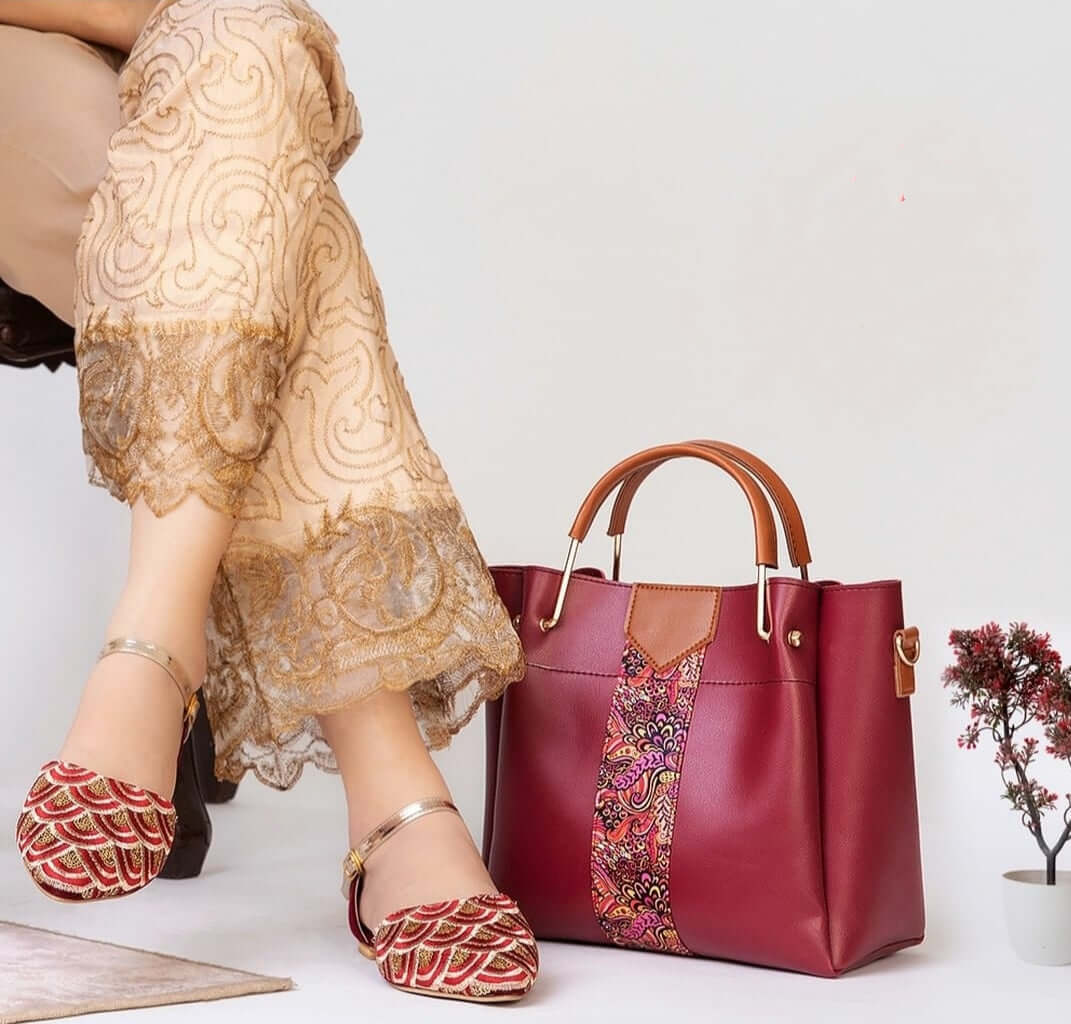 CAPRI 4 PIECE MEHROON HANDBAG