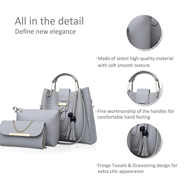Alexa 3 piece white handbag