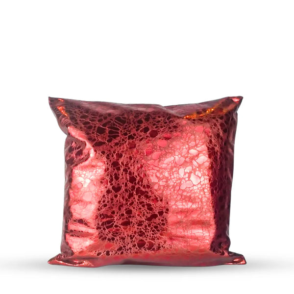 Lustrous Red Crinkle Effect Cushion