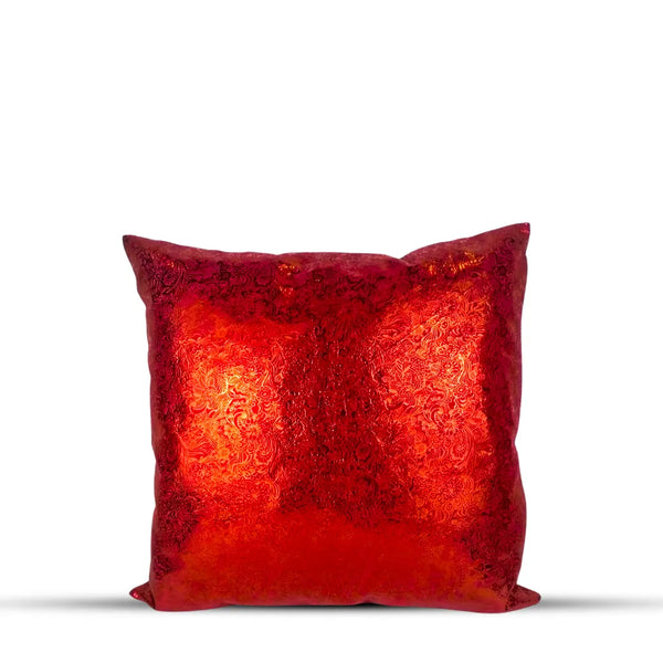 Lustrous Red Textured Accent Cushion
