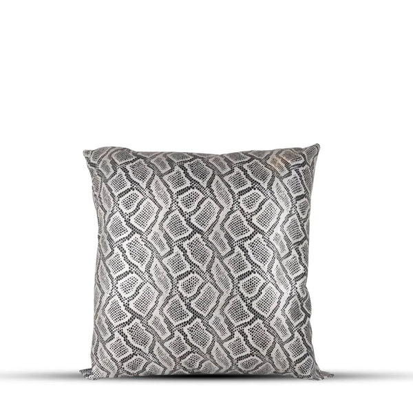 Silver Snakeskin Patterned Decorative Cushion